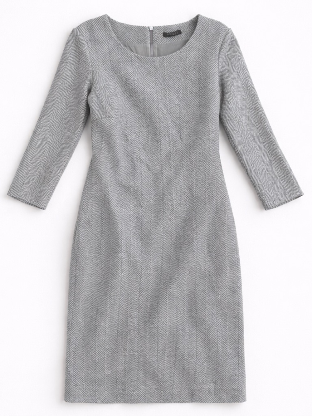 Peserico Gray Herringbone Sheath Dress Made in Italy Size 42 / US 6 - Picture 3 of 6